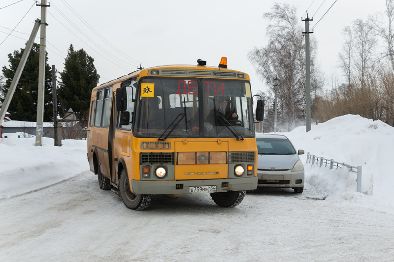 В Новосибирской области школьный автобус не смог доставить детей на уроки из-за сильной метели