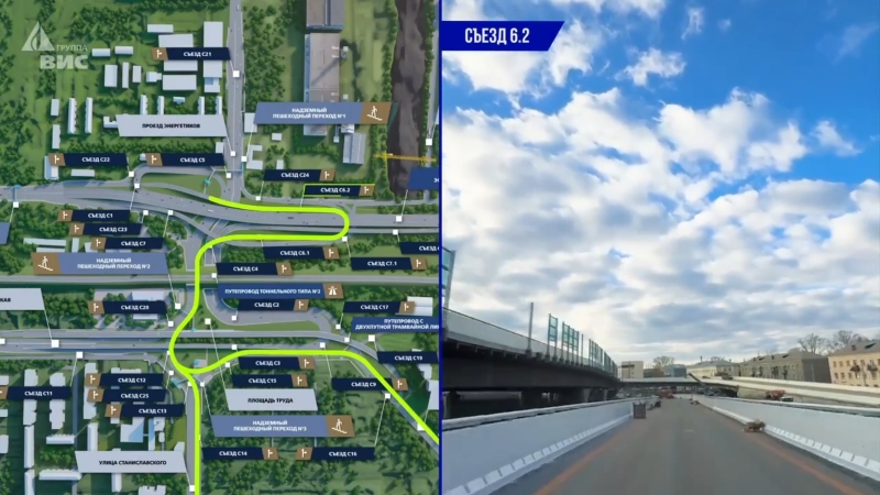 Новая эстакада на площади Труда упростила движение в сторону аэропорта Толмачево