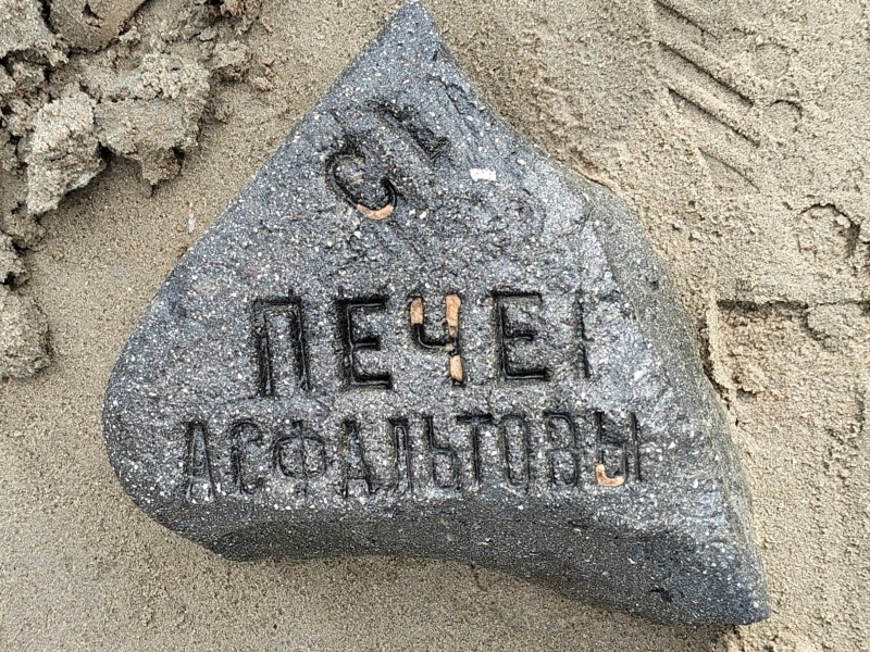 Фрагмент дореволюционного асфальта нашли на берегу Бердского залива во время прогулки